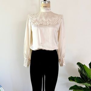 Peony Brand, Silk, Ivory, Blouse